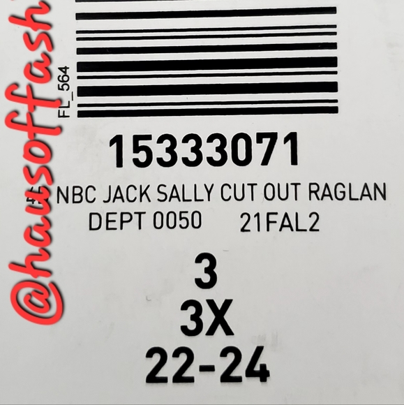 TORRID NMBC Jack Skellington & Sally Patches Choker Neck Raglan Top! NWT! - Picture 7 of 7